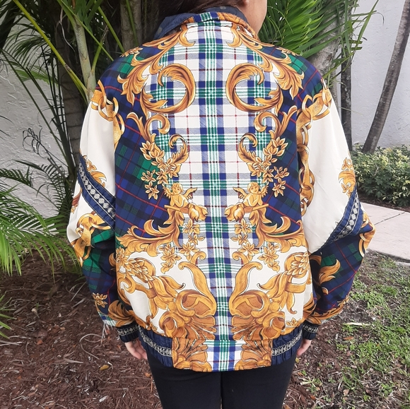 Vintage Baroque Ornate Style Multi Windbreaker 80s - Picture 3 of 8